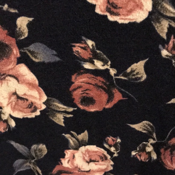 Francesca’s Navy Blue with Flowers Sweater Dress - Picture 3 of 4